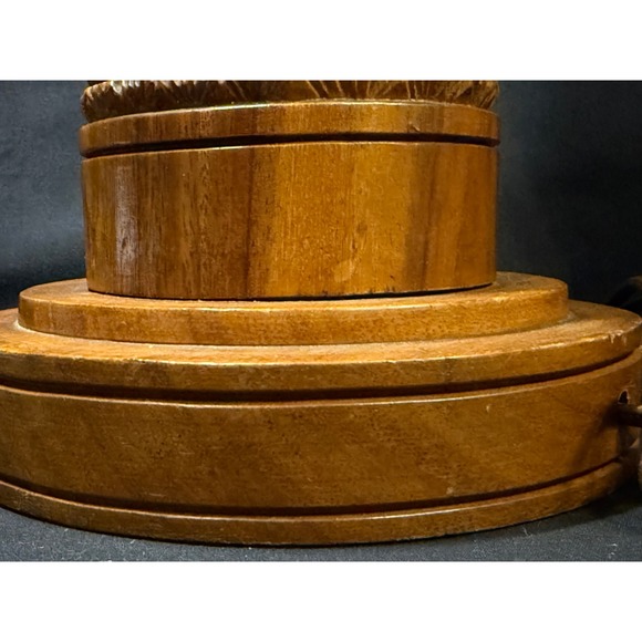 Vintage Sculptural Carved Lamps Pair / Mid-Century / Tribal / Folk Art Vibe - Picture 9 of 13